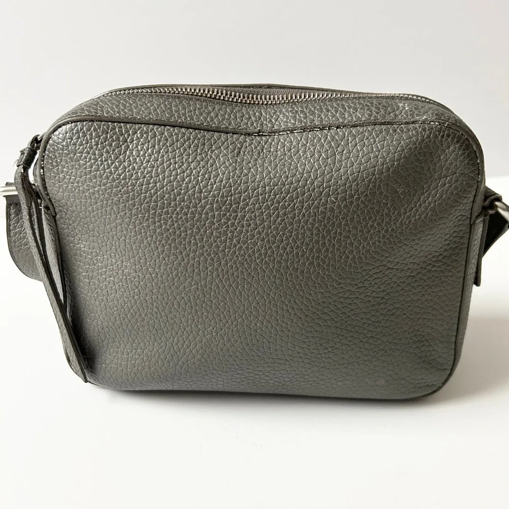 AllSaints Captain Crossbody Bag 100% Cow Leather Grey Small Adjustable Strap